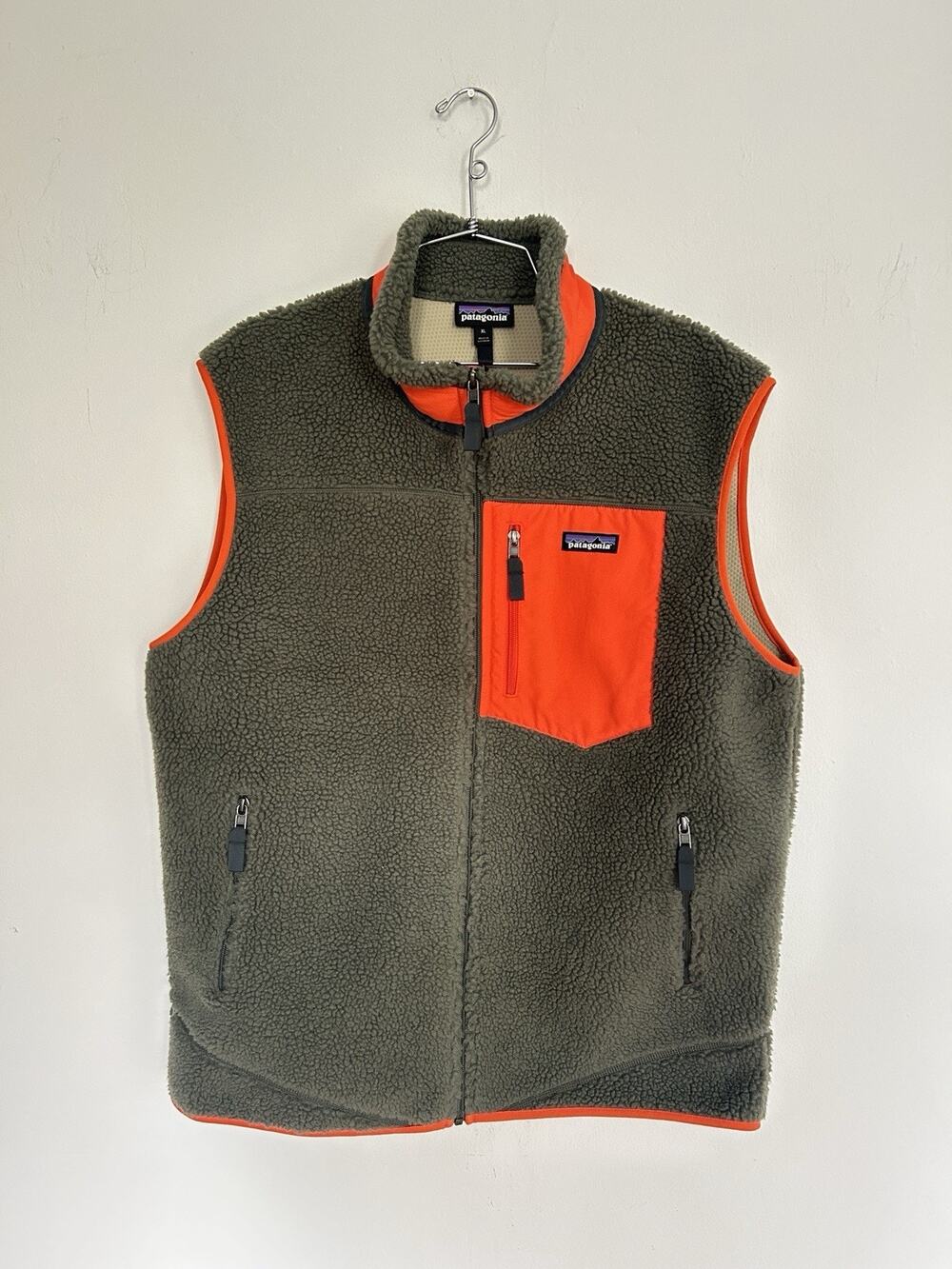Patagonia Classic Retro-X Fleece Vest Men’s XL Olive Orange FA16 23048